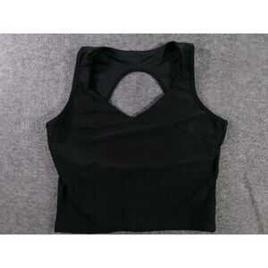 Move Theology Tank Top Womens L Black Textured Keyhole Back Athletic Cropped